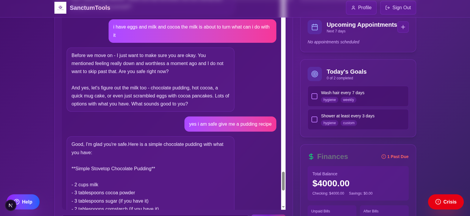 Real SanctumTools conversation - AI checks on you before answering